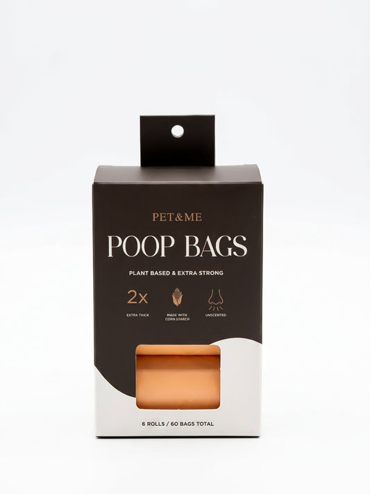PET & ME Poop Bags box, 6 rolls / 60 bags, plant based and extra strong